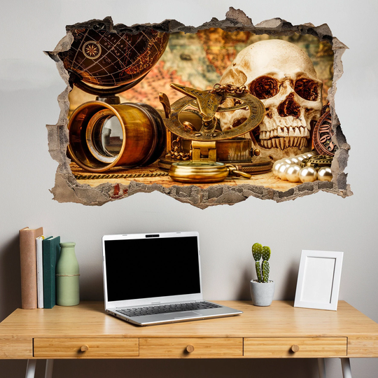Compass Antiques Skull Gothic Wall Sticker Art Poster Mural Transfer Decal Print Room Home Nursery Office Shop Decor Id512