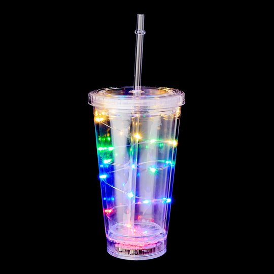 (1 Glass) Ultra LED Flashing Plastic Drinking Glasses Light Bar Water Tumblers for Adults Children Beer Glass Cocktail Up Disco One Pint Tumbler