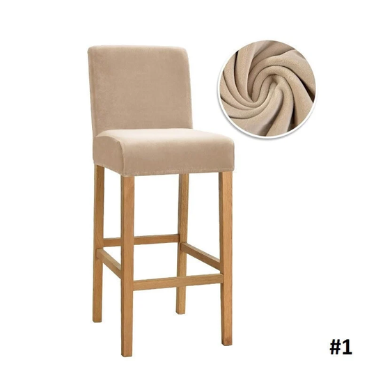 Sale Short Backrest Velvety Chair Slipcovers - Bar Stool Dining Cover Solid Color Stretch Home, Office, Party, Meeting