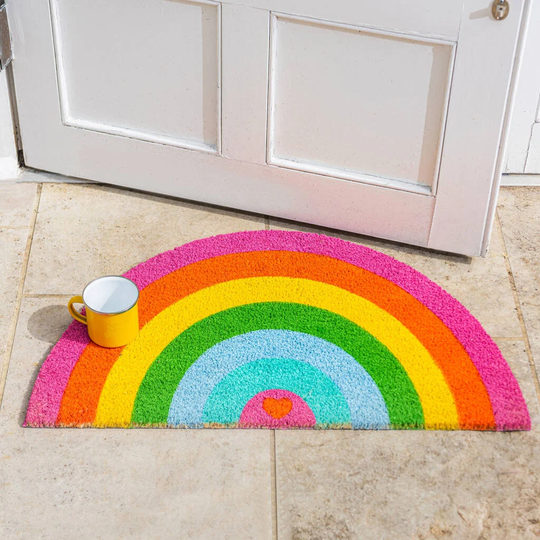 Rainbow Shape Door Mat - Bright Fun Doormat - Door Mat-Made From Natural Coir | Non-Slip Backing-Pretty Doormat-Happy Welcoming Doormat