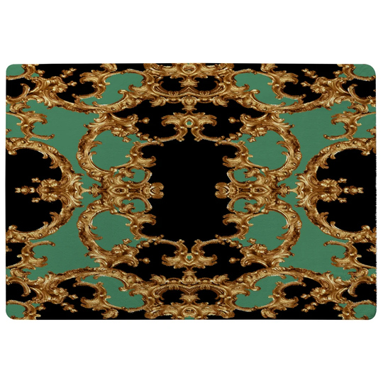 Eckert Baroque Designer Shaggy Green/Black/Gold Rug