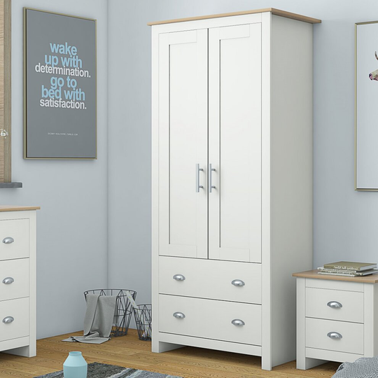 (Cream) FWStyle Westbury 2 Door 2 Drawer Combi Wardrobe