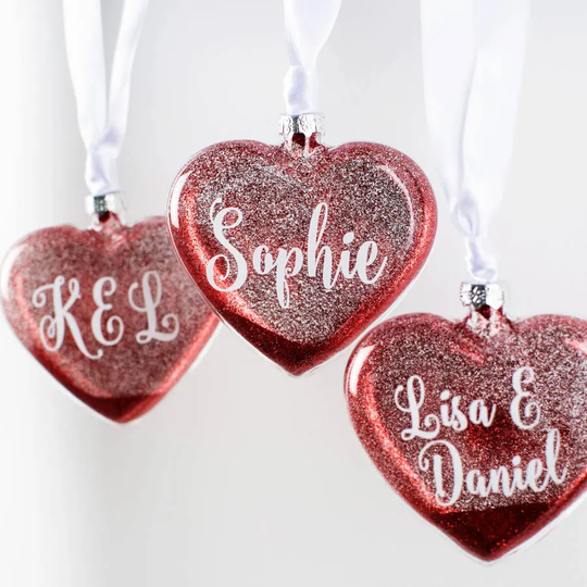 Valentine's Day Glitter Glass Heart, Red Heart Decor, Essentials, Gift For Her