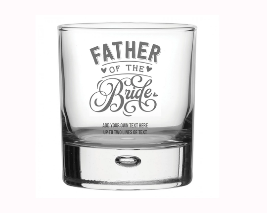 Father Of The Bride Engraved Whiskey Glass, Personalised Whisky Glass Gift For Bride, Wedding Keepsake From To