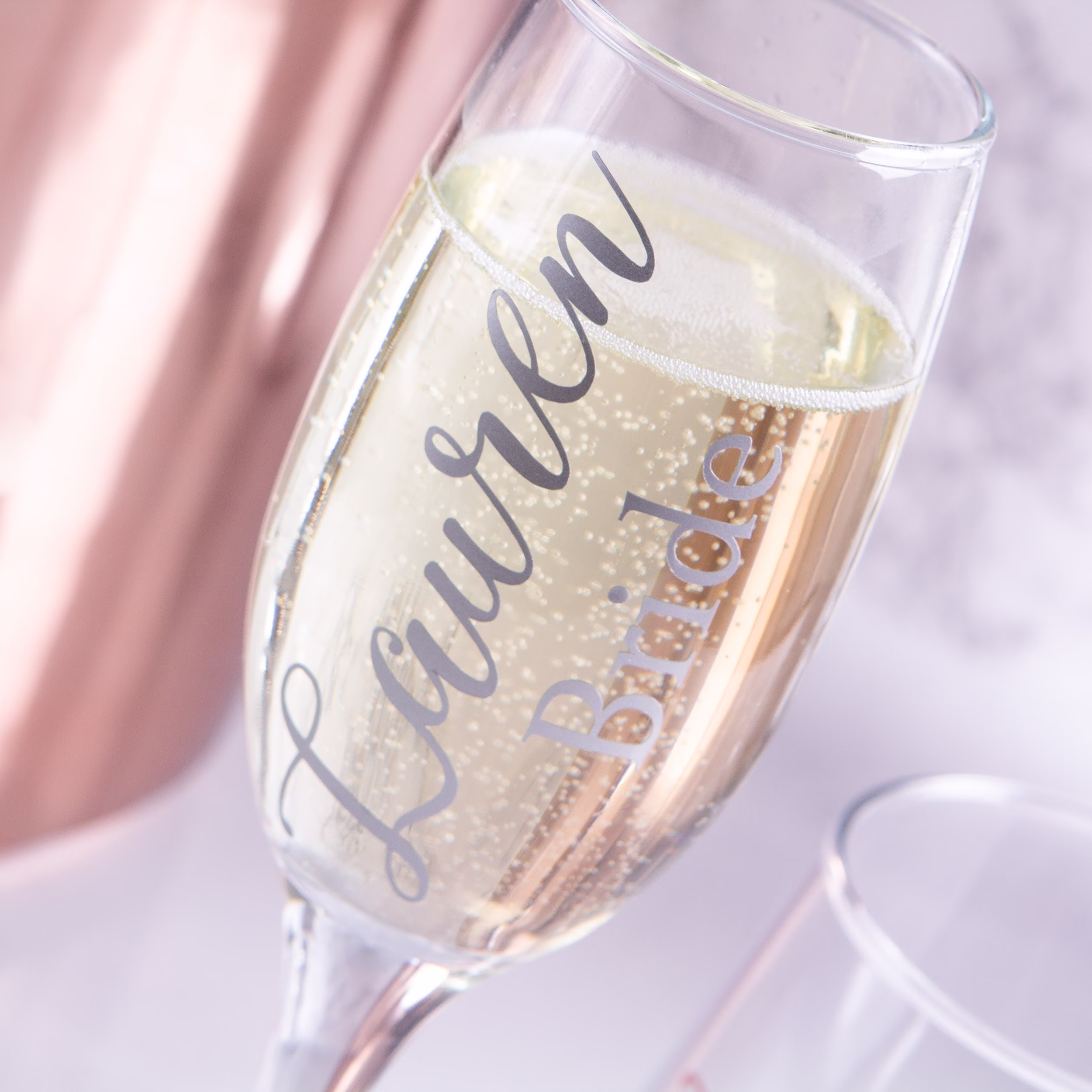 Personalised Champagne Flutes, Bridal Party Wine Glasses, Gift, Bridesmaid Glass, Maid Of Honour, Mother The Bride