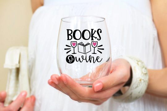 Books & Wine Glass, Book Lover Gift, Nerd, Club Gift For Reader, Bookworm Reader Friend