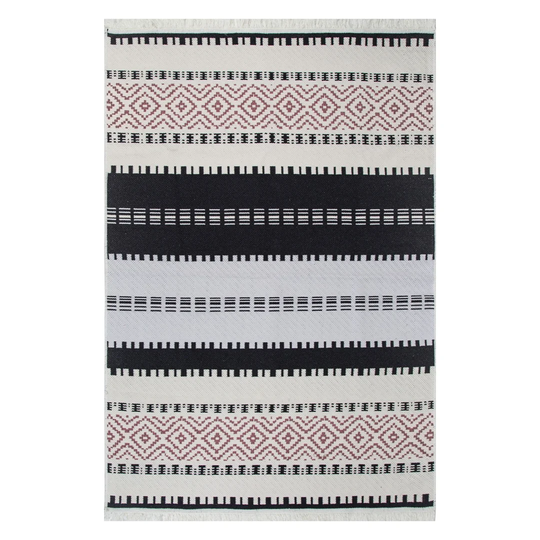 Gorou Flatweave Cotton Black/Grey/Red Rug