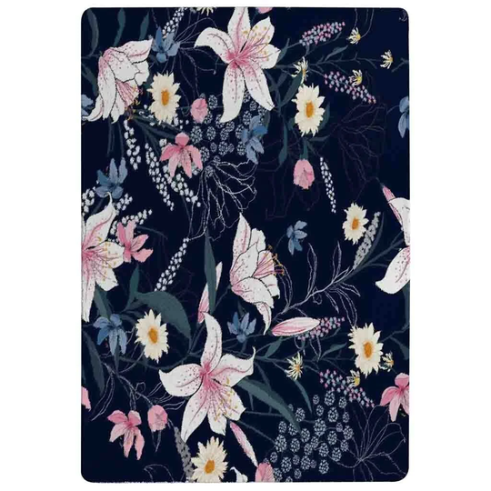 Pritchard Tropical Flowers Shaggy Pink/Dark Blue Rug