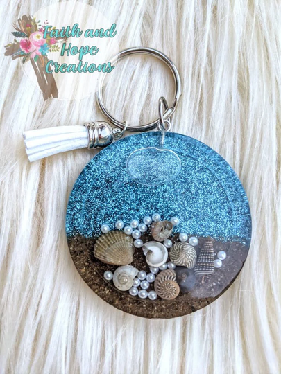 Beach Theme Shaker Keychain