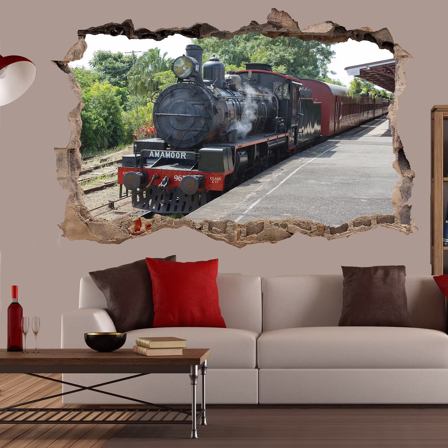 Old Nostalgic Steam Train Station Wall Sticker Art Poster Mural Transfer Decal Print Room Home Nursery Office Shop Decor Id439