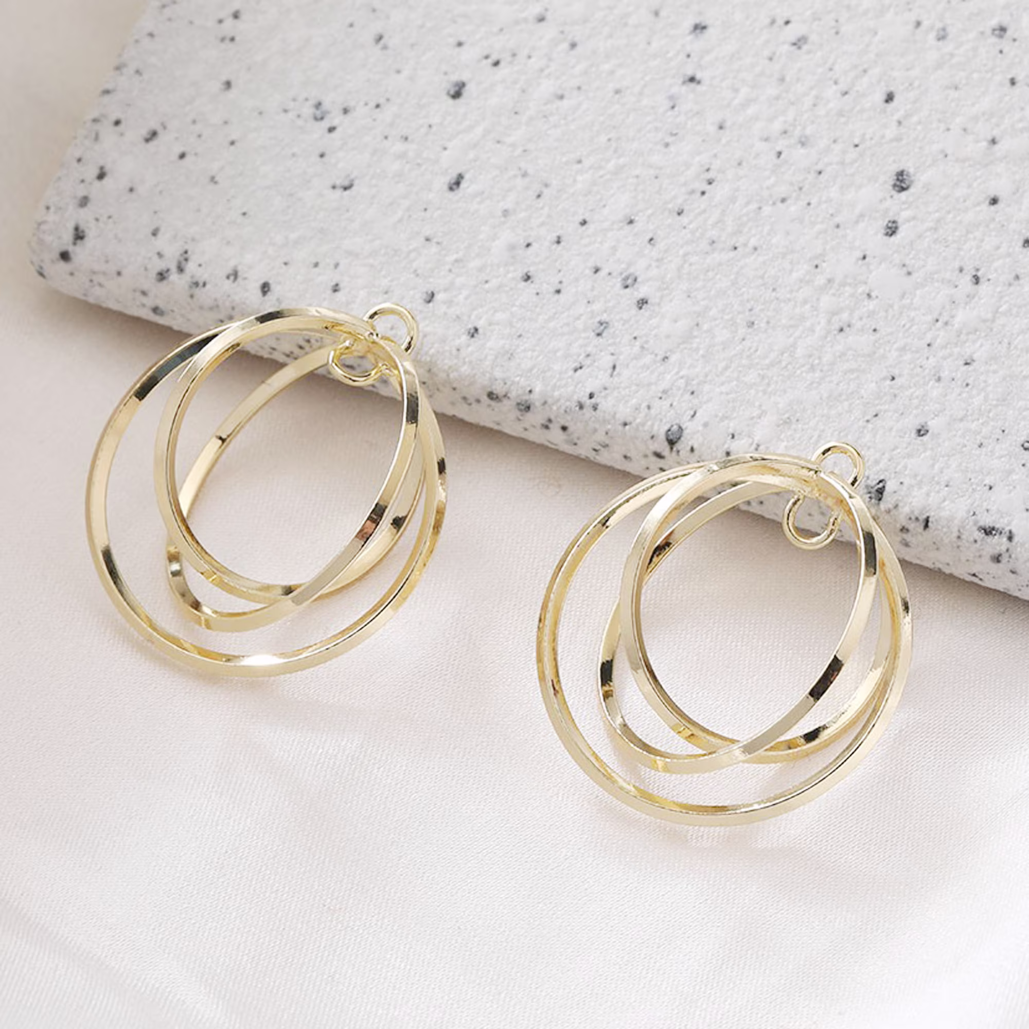 6Pcs Gold Plated Brass Circle Charm, Pendant, Connector