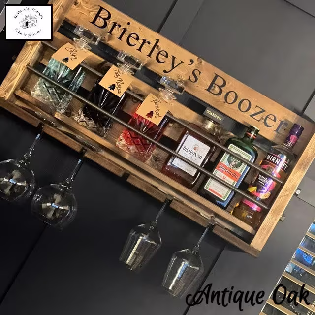 Personalised Wall Mounted Gin Bar | Wine Rack Cocktail Mini Drink Home