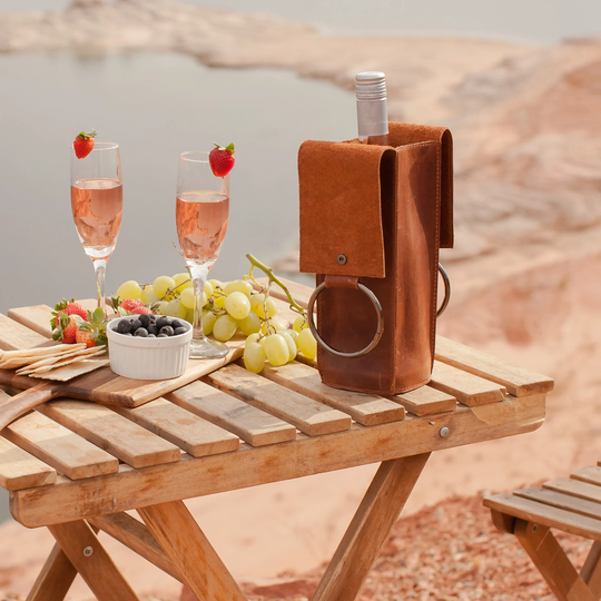 Personalized Top Grain Leather Wine Caddy, Hand Crafted Bottle Holder, Custom Bag, Decor, Accessories