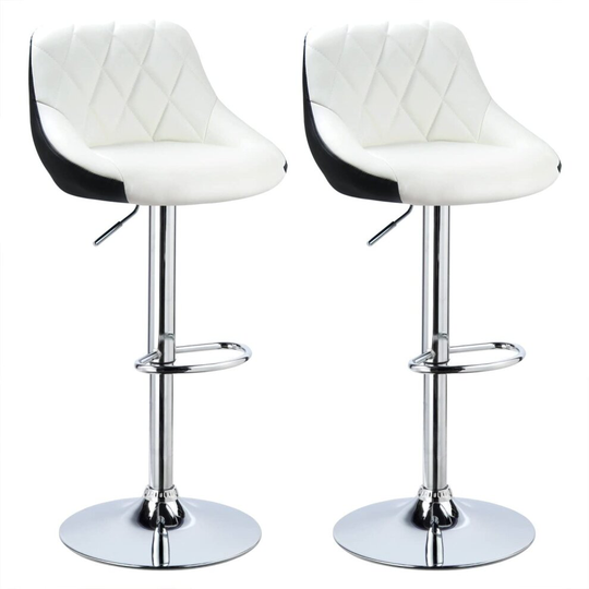 Modern White PU Bar Stools UK Kitchen Chairs Furniture, Set of 2
