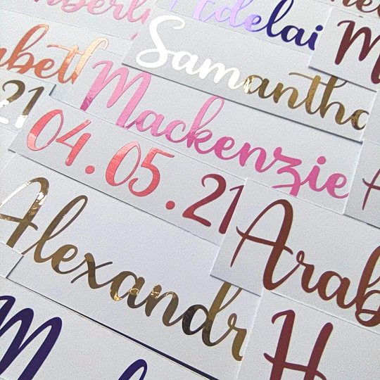 Custom Text Vinyl Sticker, Gift Stickers, Name Decal, Handwritten, Personalised Item, Hand Lettering, Champagne Glass Bridal Glasses