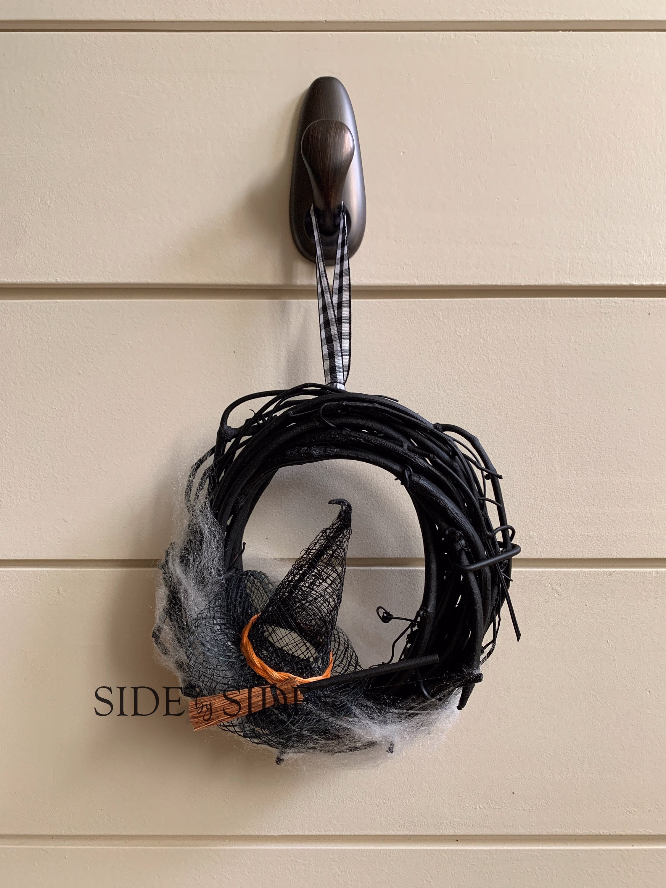 Mini Witch Hat & Broom Wreath Halloween Teacher Gift Cabinet Small Space Dorm Office Cubicle Wall Decor Fridge