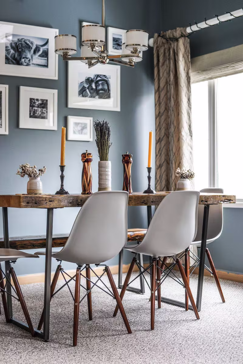 Rustic Dining Table Or Kitchen With Reclaimed Wood Top & Steel U Base-Choice Of Size, Thickness/Finish