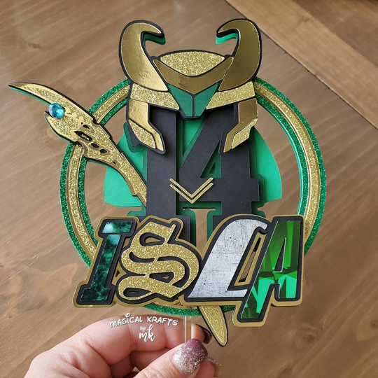 God Of Mischief Cake Topper 3D/Opt Shaker(Customize Name & Characters