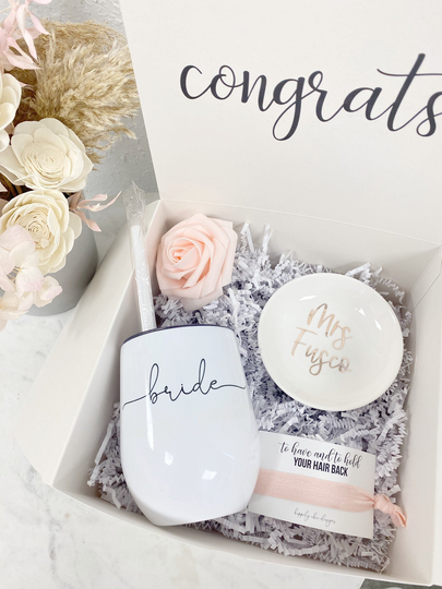 Future Mrs Gift Box Gifts Bride To Be Personalized Tumbler Coffee Mug - Wifey Engagement Idea Bridal Shower Set - Bride Ring Dish