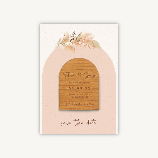 Modern Boho Wooden Magnet Save The Date