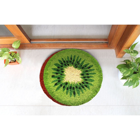 All Creations Kiwi Doormat, 50 X 50cm PVC Backing Green Fruit Present Gift Quailty Coir Door Mat Internal