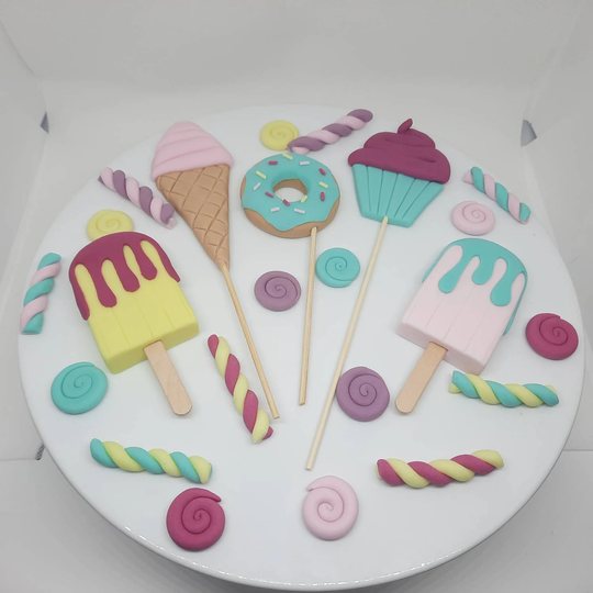 Fondant Sweetie Cake Toppers Ice Creams Cup Cakes Sweets Lollys