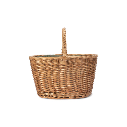 Oval Shopping Basket with Tweed Effect Cooler Bag