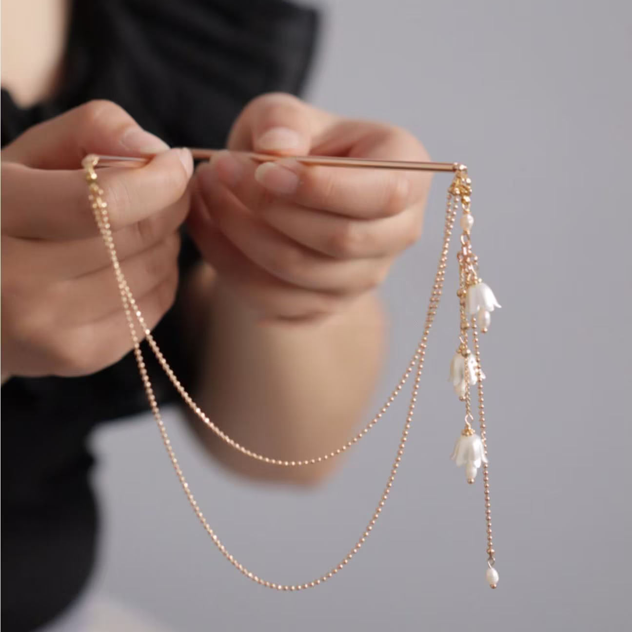 Gift For Her Chain Hair Stick, Metal Fork, Wedding Comb, Step Shake Balls, Hairpin Song Dynasty