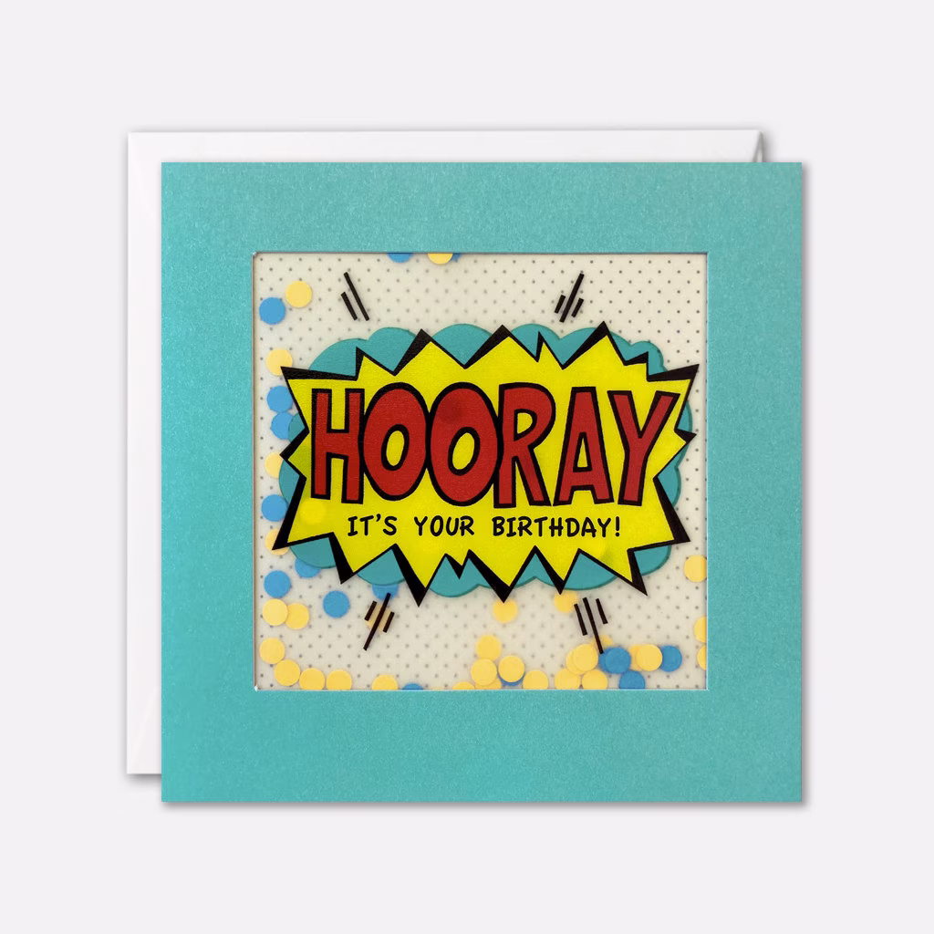 Hooray Pop Art Birthday Card With Paper Confetti - Shakies By James Ellis