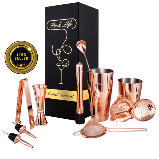 Peak Life Boston Set | Cocktail Shaker Bar Set Mixology Set| Home House Warming Gift Anniversary
