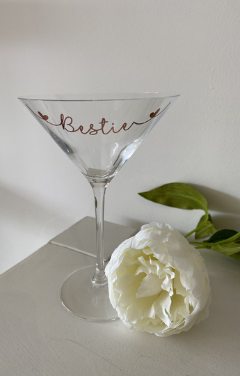 Bestie Best Friends Martini Glass - Rose Gold Personalised Birthday Gift For A Special Friend