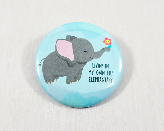 Elephant Pun Button, Bb016, Funny Magnet, Pinback Backpack Accessory, Kawaii Elephant, Best Friend Gift, Gift