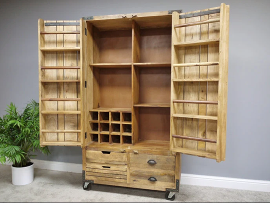 Solid Wood Cabinet Wine Bar Gin Larder Storage Rack Drawers Shelving Unit Pantry Cupboard Sale