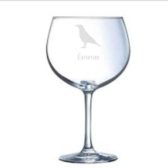 Personalised Crow Engraved Gin Glass, Gift, Gifts, Lover