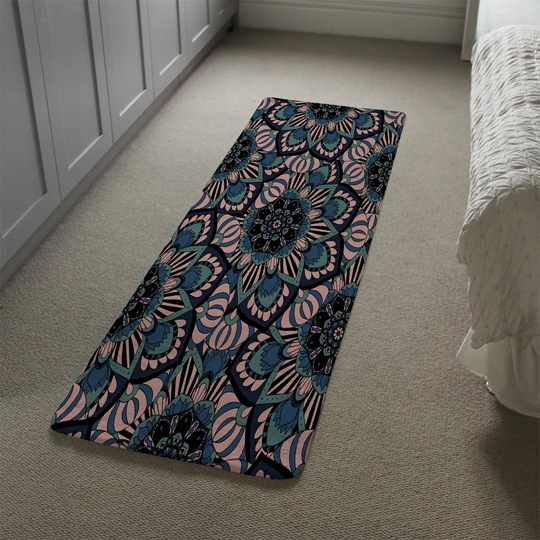 Lunceford Mandalas Pattern Designer Shaggy Pink/Green/Black Rug