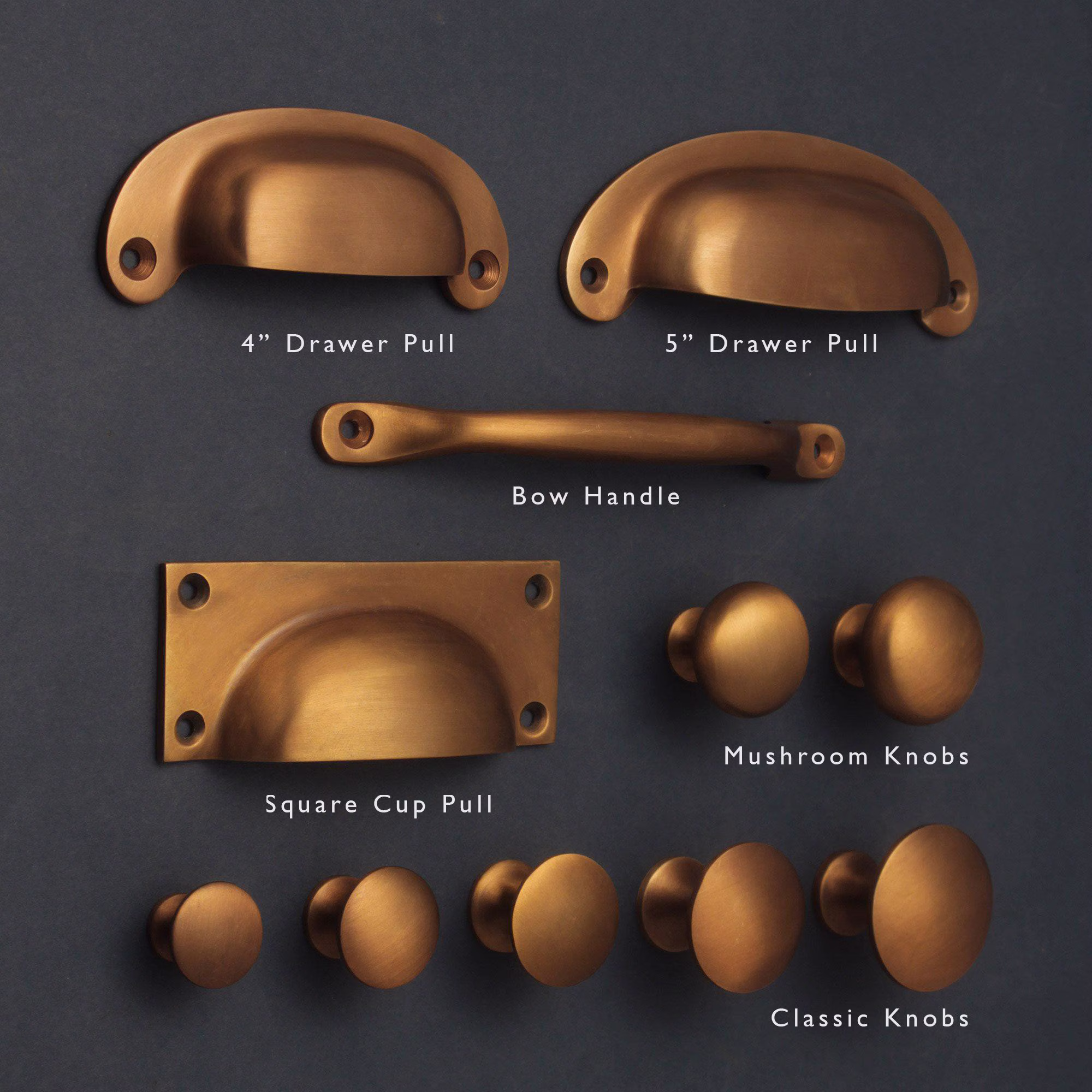 Old English Brass Kitchen Handles Drawer Cup Pulls & Knobs ~ Satin Solid Cabinet Cupboard Door Shaker Style