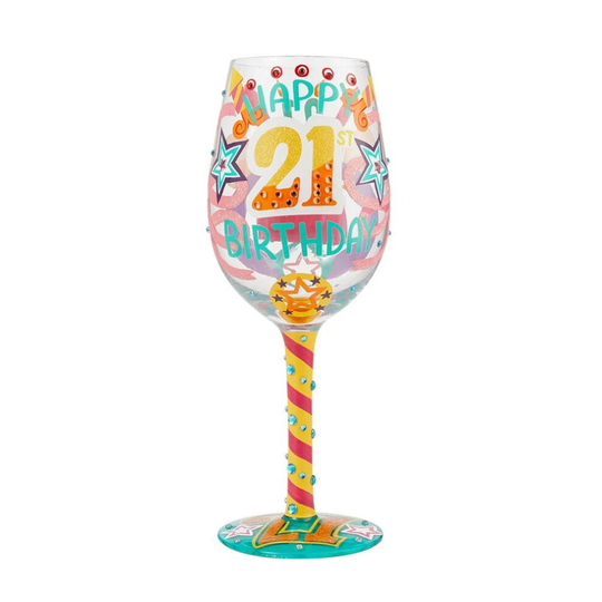 Lolita 21st Birthday Embellished Funky Hand Painted Decorated Wine Glass