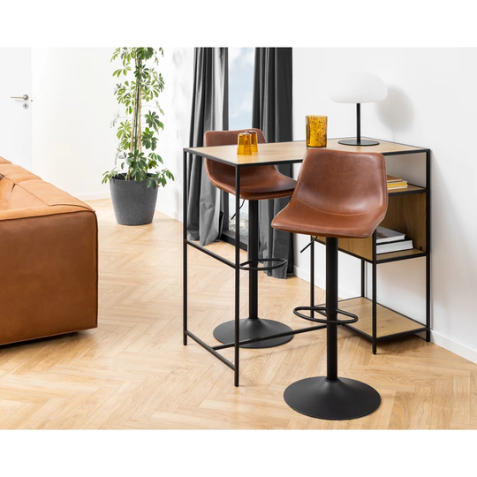 Oregon Bar Stool PU Vintage Leather Look Black 247, Base Matt Black Metal