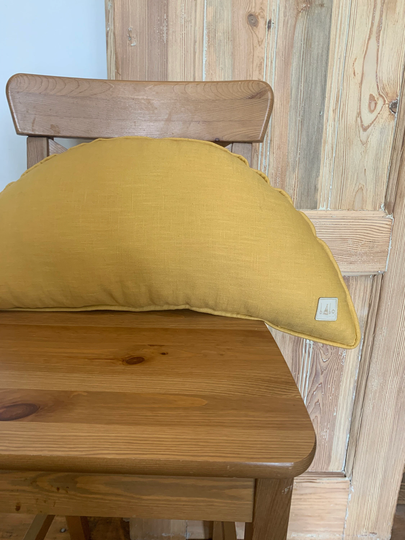 Linen Pillow Moon Mustard Color "Sole E Luna