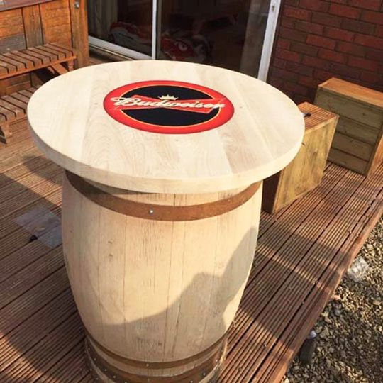 Whisky Barrel Budweiser Wooden Bar Table