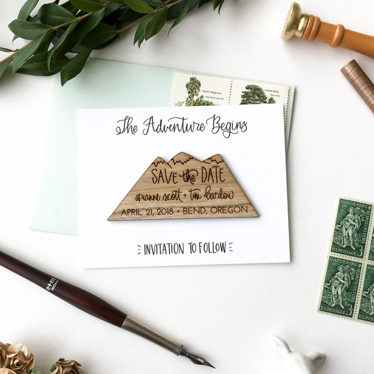 Mountains Wood Save The Date Magnets