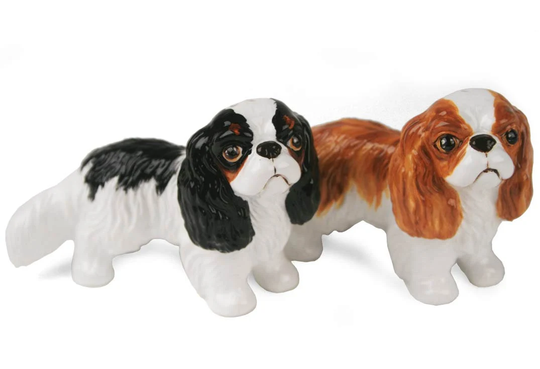 King Charles Spaniel Handmade Cruet Set Mini Fawn & Black | 6cm X 9cm