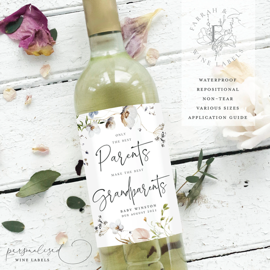 Pregnancy Announcement Wine Labels, Baby Bottle Label, Best Parents Make Grandparents Label | |Fewl22