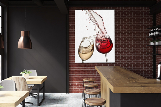 Red & White Wine Wall Art Canvas | Glasses Alcohol Home Kitchen Texture Modern Contemporary Decor