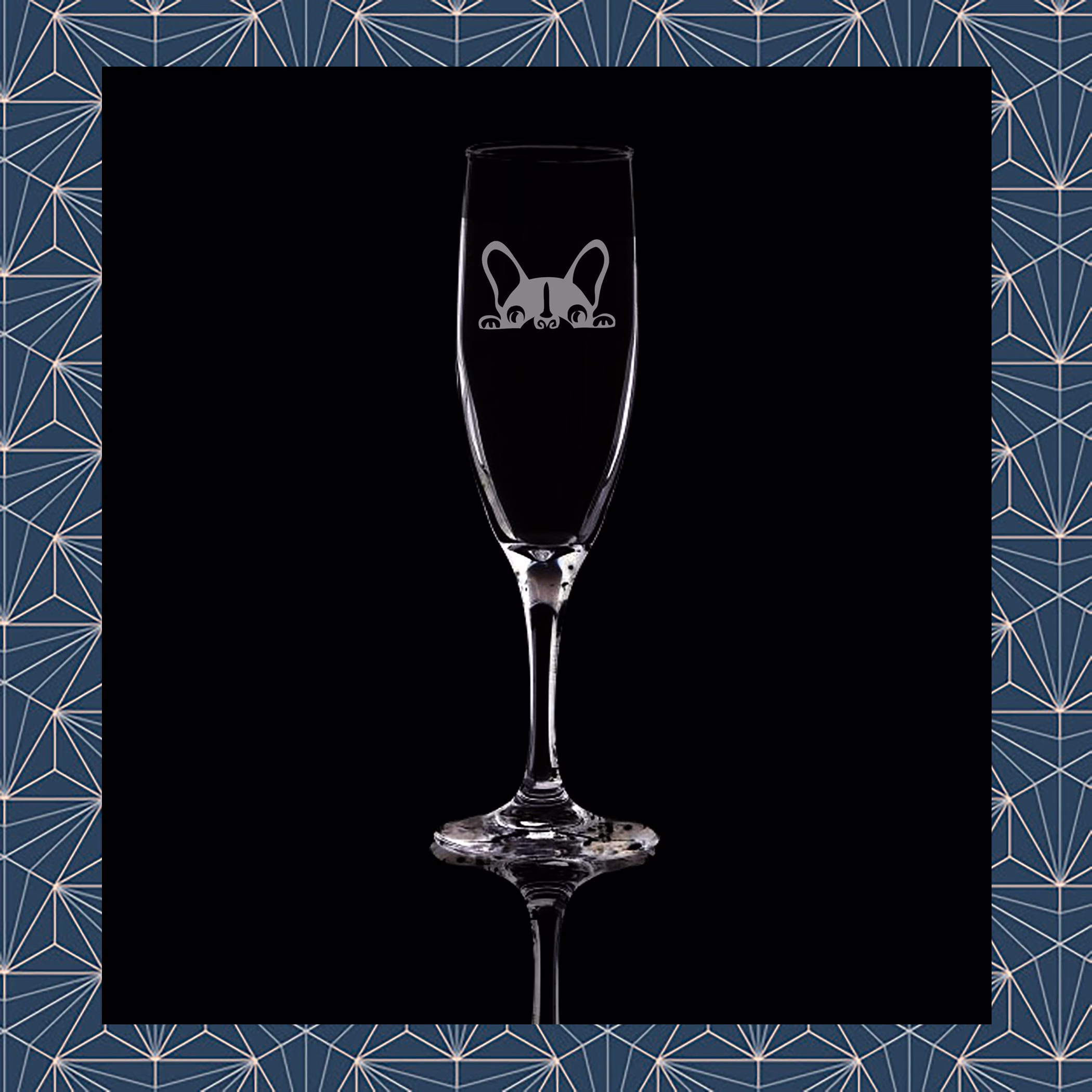 French Bulldog Engraved Flute Prosecco Glass. Beautiful Etched Personalised With Name. Design Won't Wear Off Like Vinyl.146