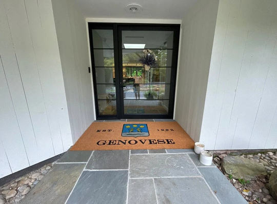 Personalized Family Crest Doormat, Vintage Monogram Initial Coir Door Mat, Welcome Engagement Wedding Gift, Realtor Outdoor Rug