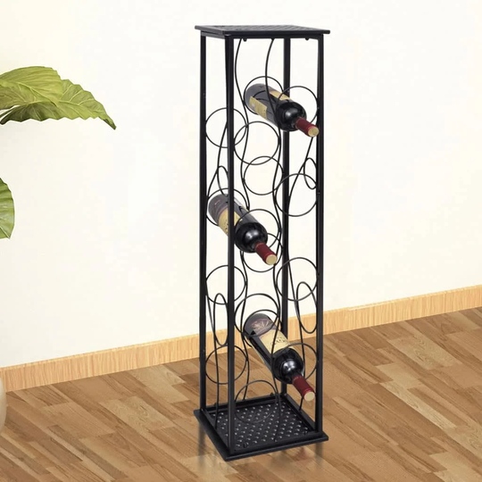 Brodney 8 Bottle Floor Wine Bottle Rack in Black