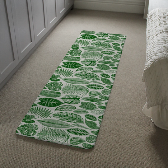 Kost Leaves Mixed Designer Shaggy White/Green Rug