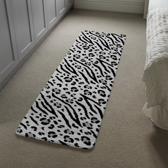 Keough Zebra and Leopard Print Designer Shaggy Grey/Black Rug
