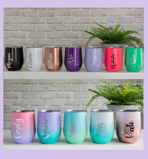 Wine Tumbler, Personalised, Insulated Travel Cup, Stainless Steel Gin Bridesmaid, Hen Do Tumblers